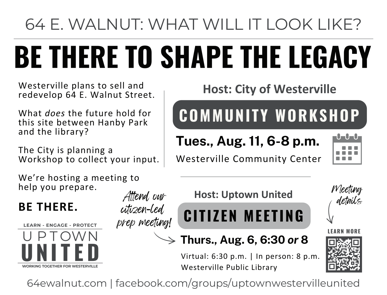 Community information slide about 64 E Walnut