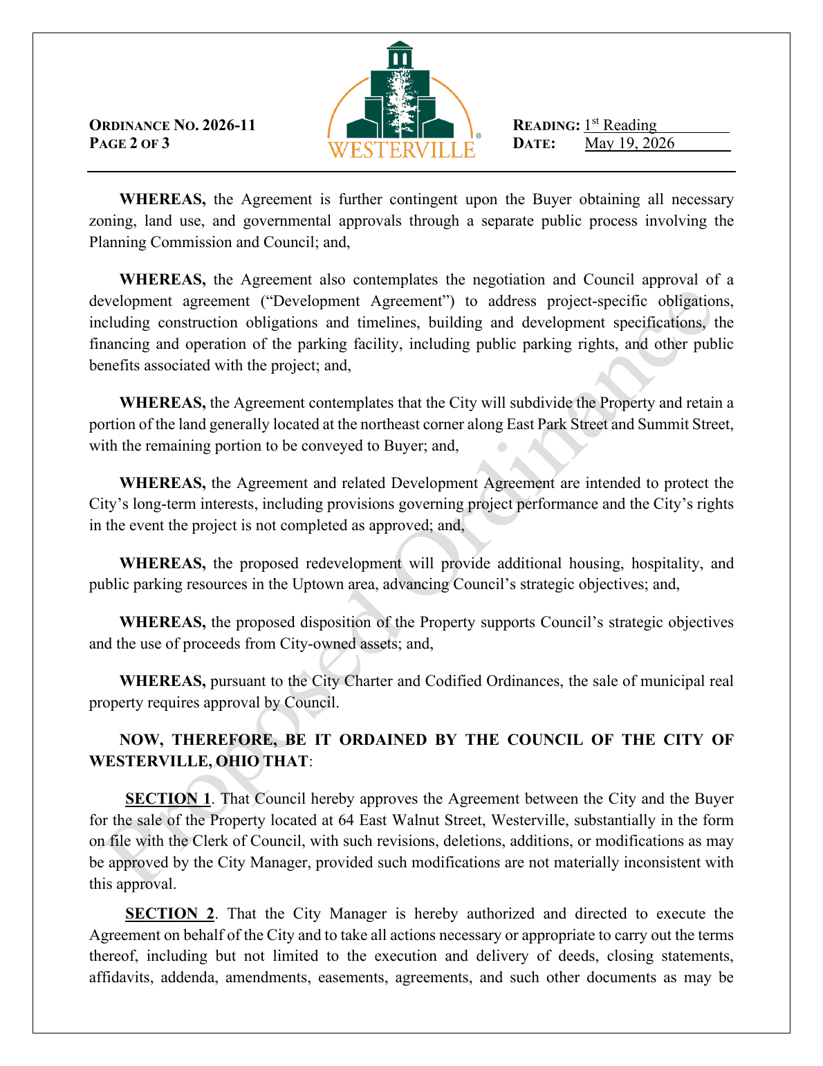 Ordinance No. 2026-11: Sale of 64 E Walnut St page 2