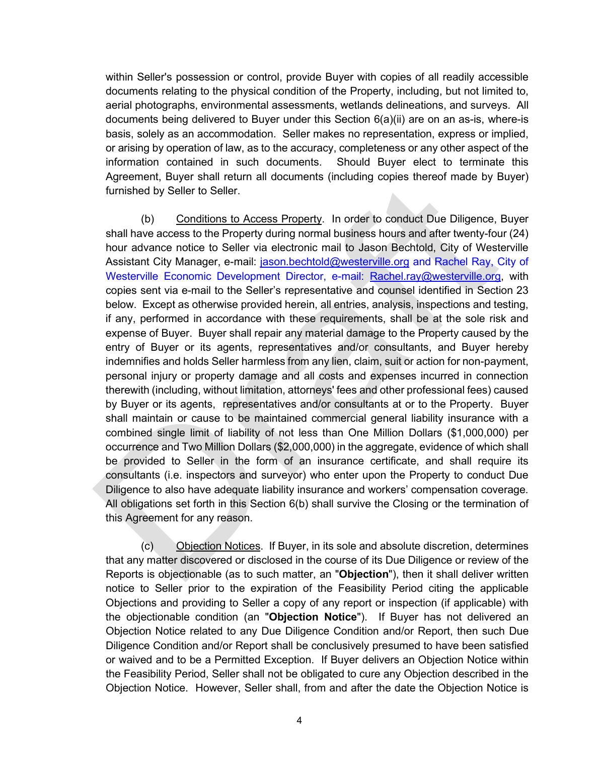 Draft real estate purchase and sale agreement page 4