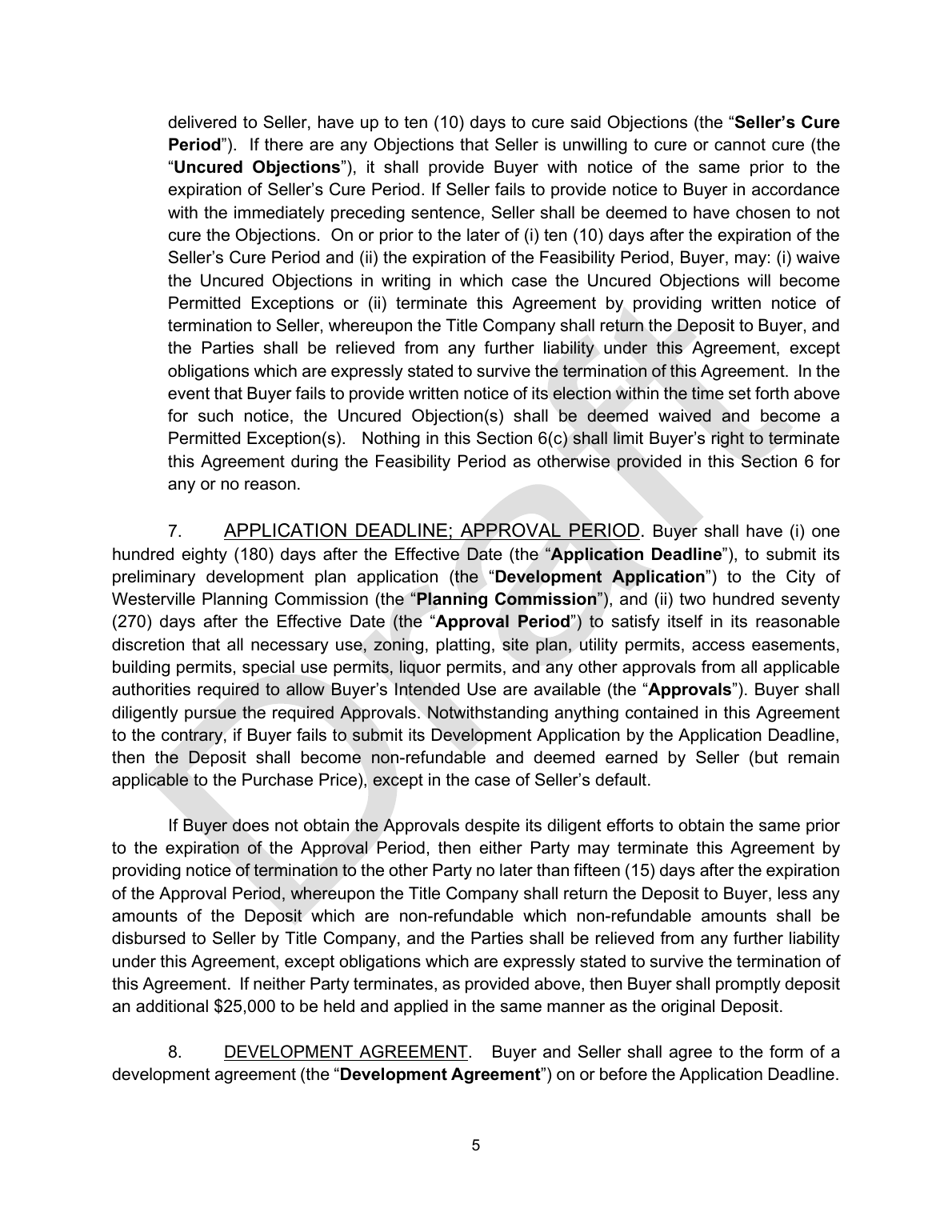 Draft real estate purchase and sale agreement page 5
